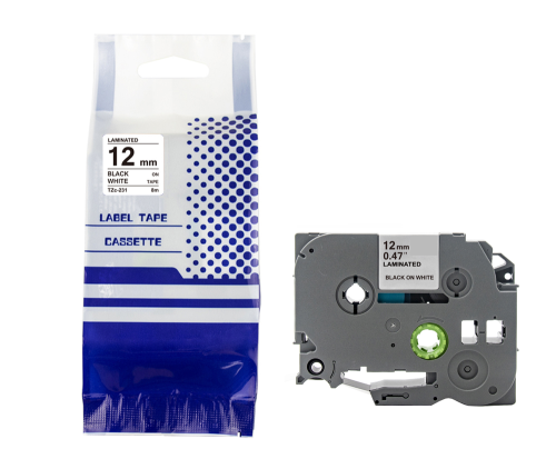 Tasma-BROTHER-TZE-231-12mm-x-8mczarny-na-bialym-zamiennik
