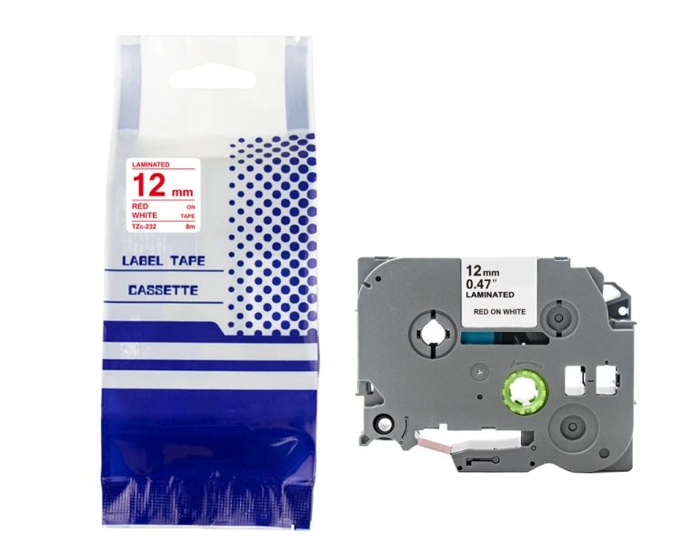 Tasma-BROTHER-TZe-232-12mm-x-8m-czerwony-na-bialym-zamiennik