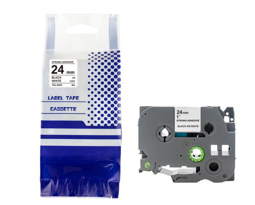 Tasma-BROTHER-TZE-S251-24mm-x-8m-czarny-na-bialym-zamiennik