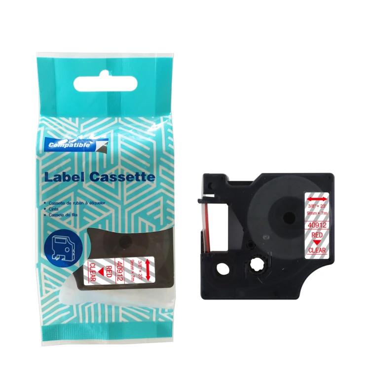 Tasma-DYMO-D1-40912-9mm-x-7m-S0720690-czerwony-na-przezroczystym-zamiennik