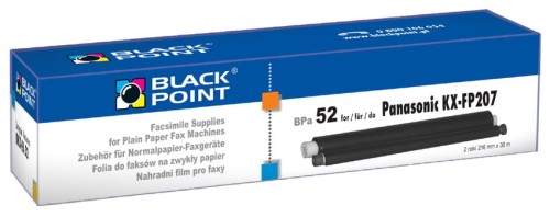 Black-Point-folia-TTR-do-faksow-BPPA52-zamiennik-do-drukarki-Panasonic-KX-FP207-FP218-FC228-FC258-Panasonic-KX-FA-52-2-rolki-216mm-30m